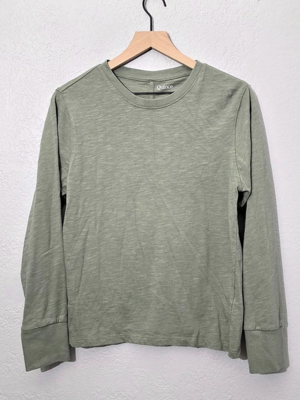 Quince Organic Cotton Slub Long Sleeve Tee Sea Spray Green Women Large